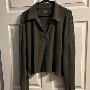 Abercrombie & Fitch Olive Green Waffle Knit Top